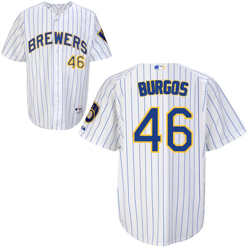 Hiram Burgos #46 MLB Jersey-Milwaukee Brewers Men's Authentic Alternate Home White Baseball Jersey